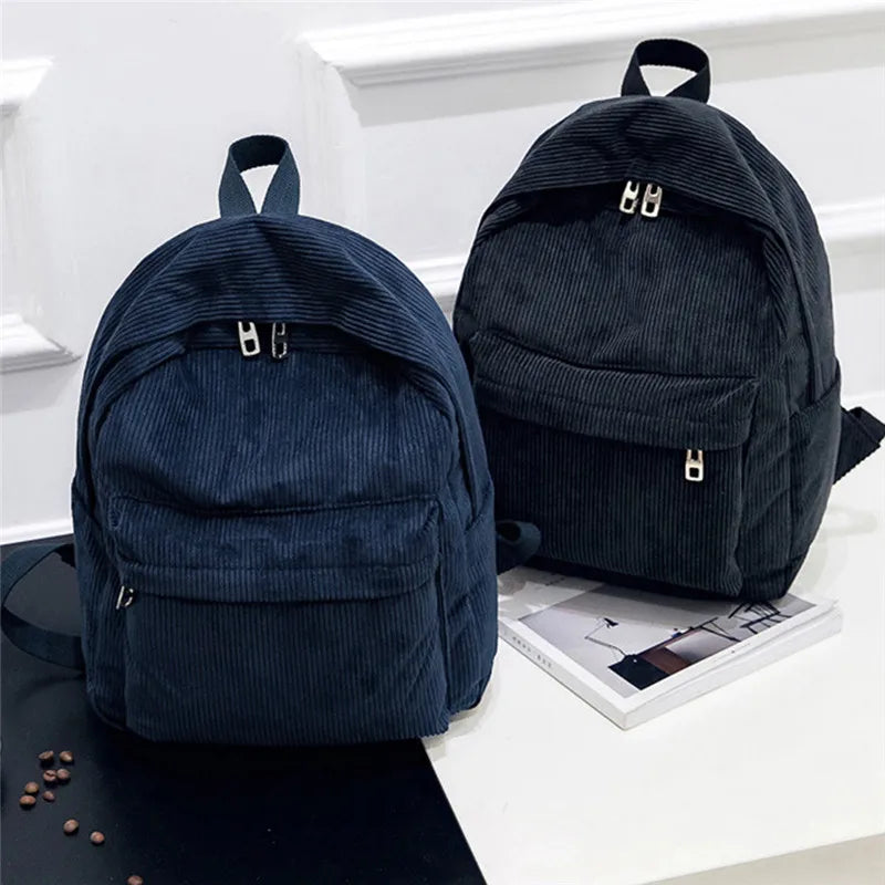 Damen Cord Rucksack – Weicher Stoffrucksack in modernem Design, ideal für Schule, Reisen & Alltag