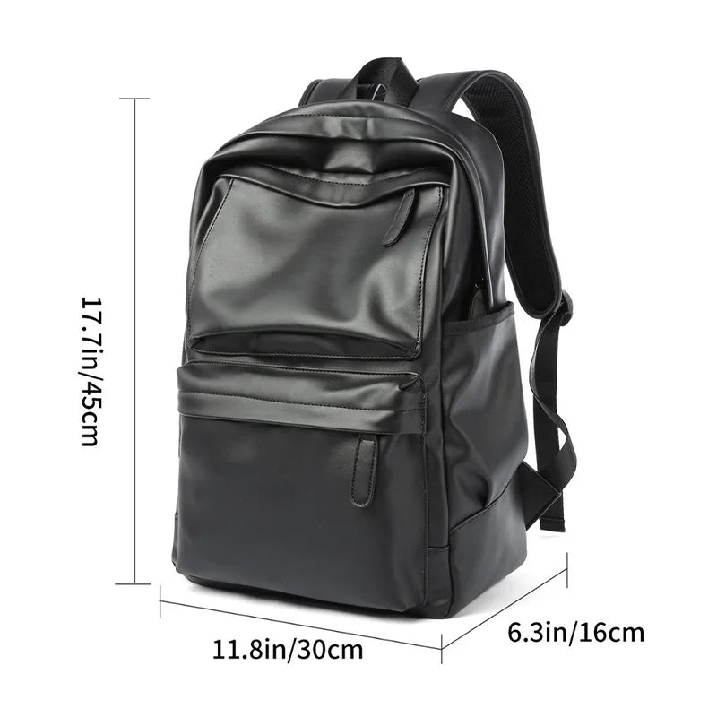 Herren Rucksack aus PU-Leder | Moderner Laptop-Rucksack mit wasserabweisendem Design