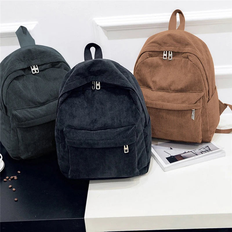 Damen Cord Rucksack – Weicher Stoffrucksack in modernem Design, ideal für Schule, Reisen & Alltag
