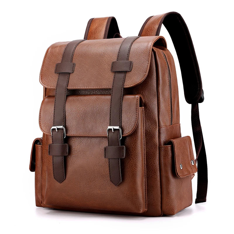 Herren Rucksack aus PU-Leder | Großer Laptop- & Freizeitrucksack im Vintage-Stil