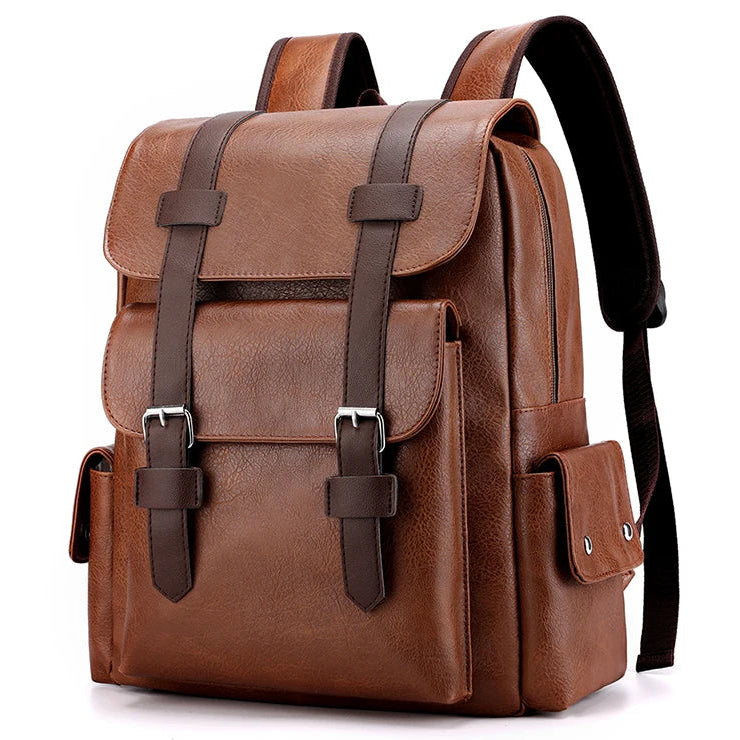Herren Rucksack aus PU-Leder | Großer Laptop- & Freizeitrucksack im Vintage-Stil