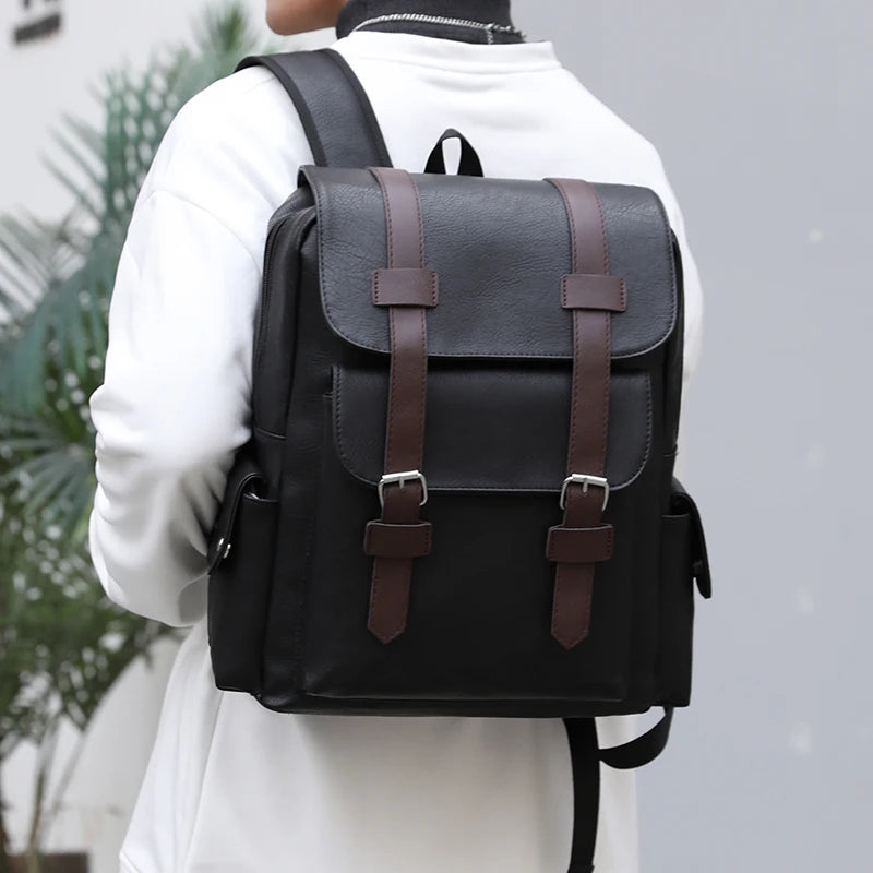 Herren Rucksack aus PU-Leder | Großer Laptop- & Freizeitrucksack im Vintage-Stil