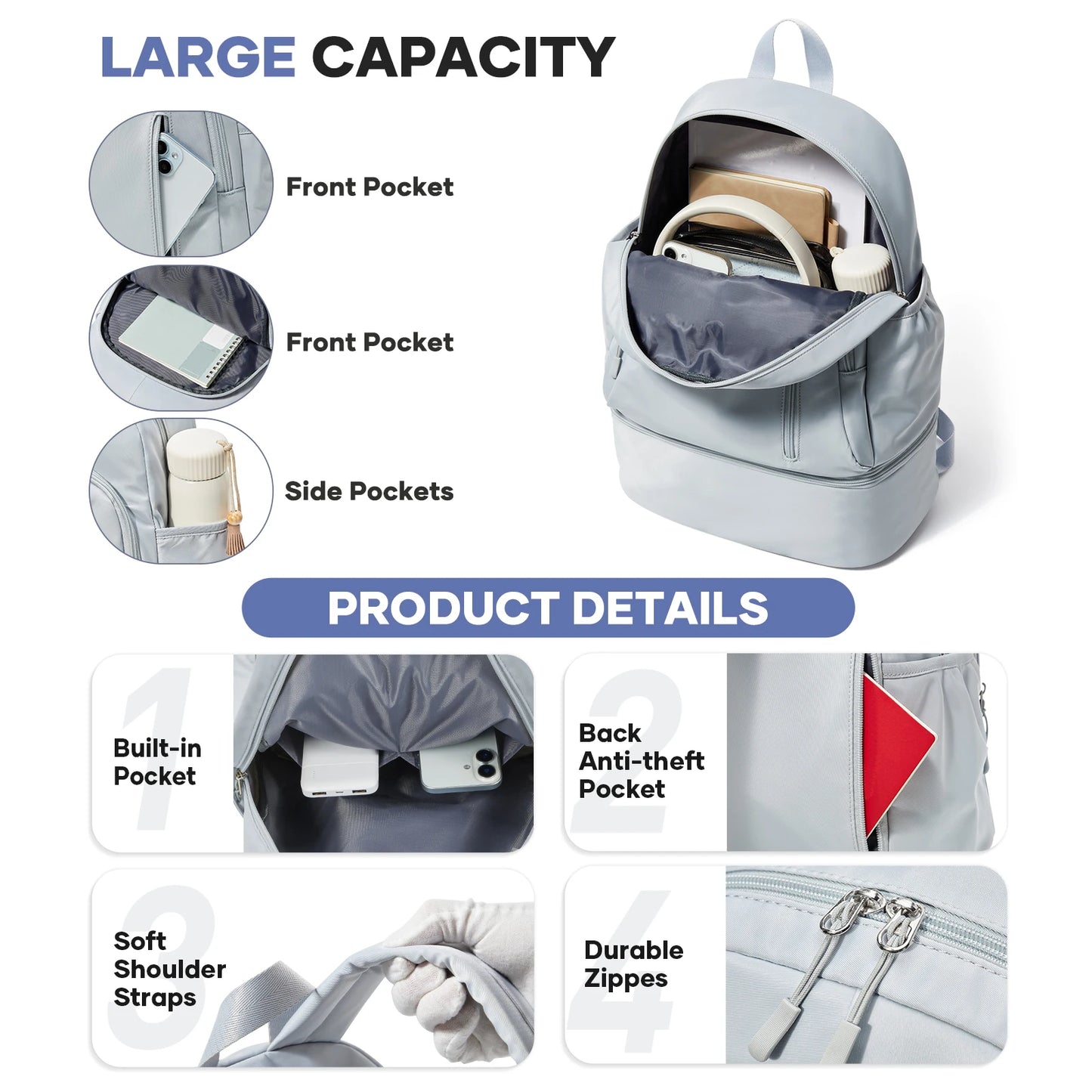 Damen Business Rucksack – eleganter Laptop-Rucksack mit Schuhfach, wasserabweisend & ideal für Büro, Reisen & Freizeit
