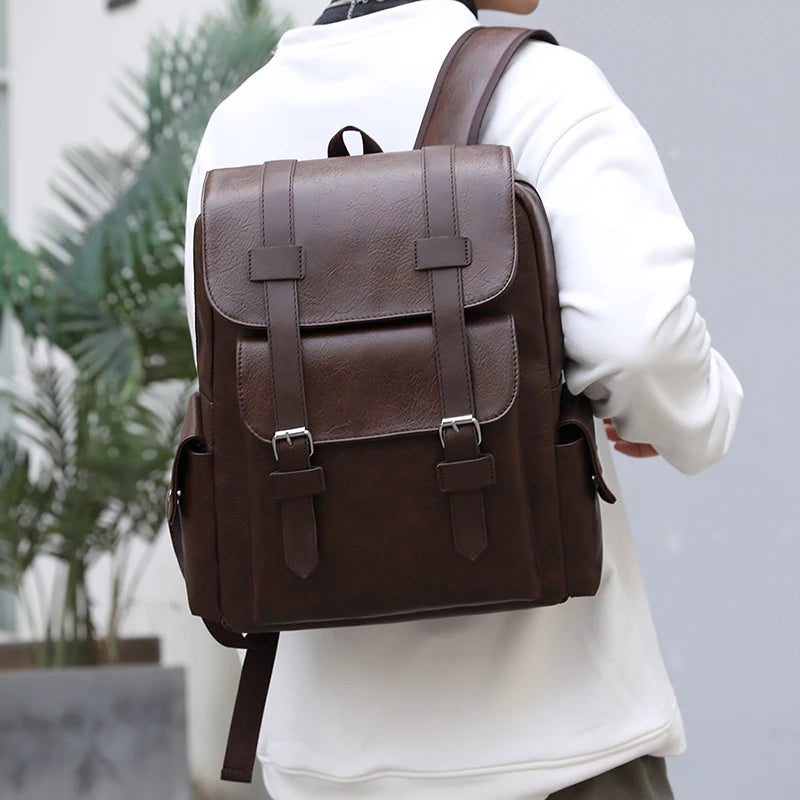 Herren Rucksack aus PU-Leder | Großer Laptop- & Freizeitrucksack im Vintage-Stil