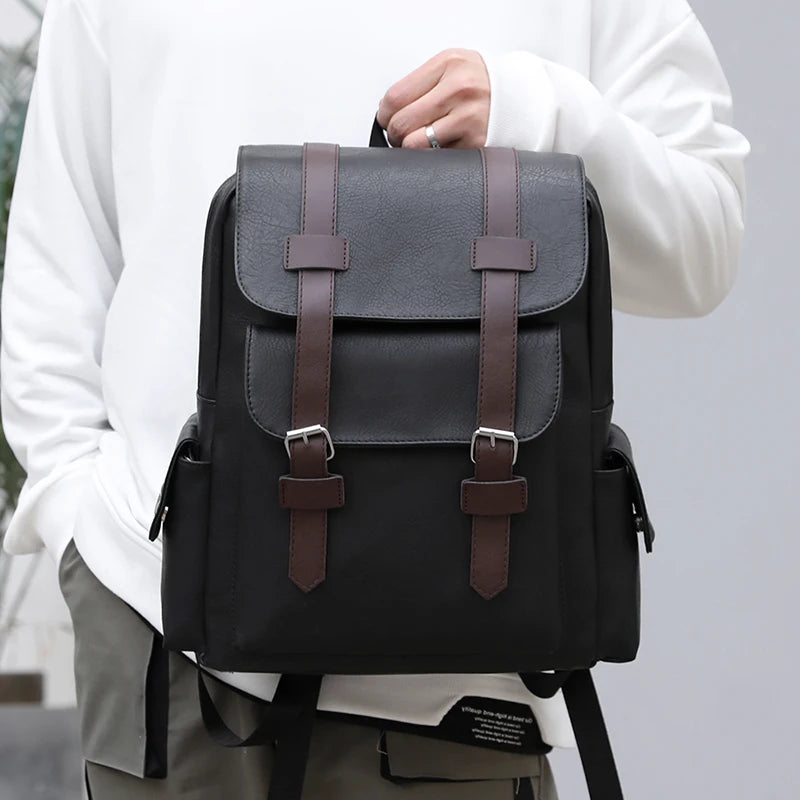 Herren Rucksack aus PU-Leder | Großer Laptop- & Freizeitrucksack im Vintage-Stil