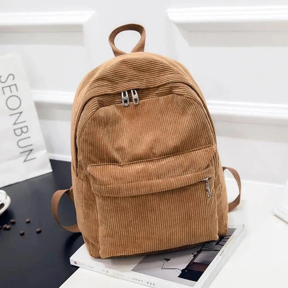 Damen Cord Rucksack – Weicher Stoffrucksack in modernem Design, ideal für Schule, Reisen & Alltag