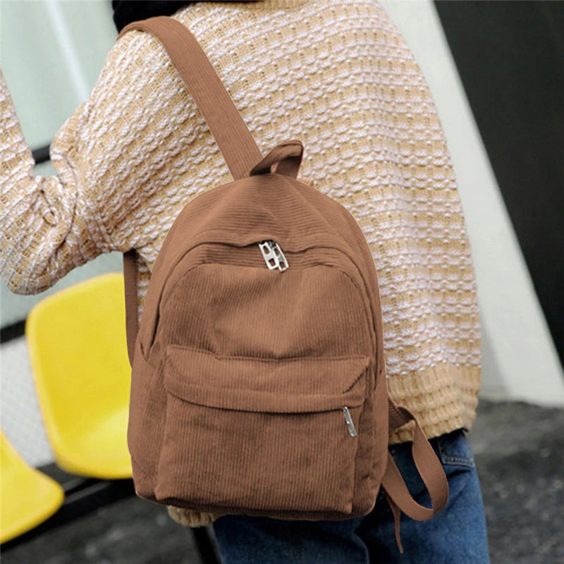 Damen Cord Rucksack – Weicher Stoffrucksack in modernem Design, ideal für Schule, Reisen & Alltag