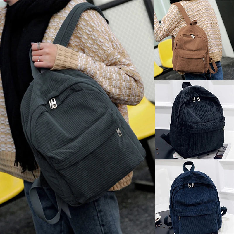 Damen Cord Rucksack – Weicher Stoffrucksack in modernem Design, ideal für Schule, Reisen & Alltag