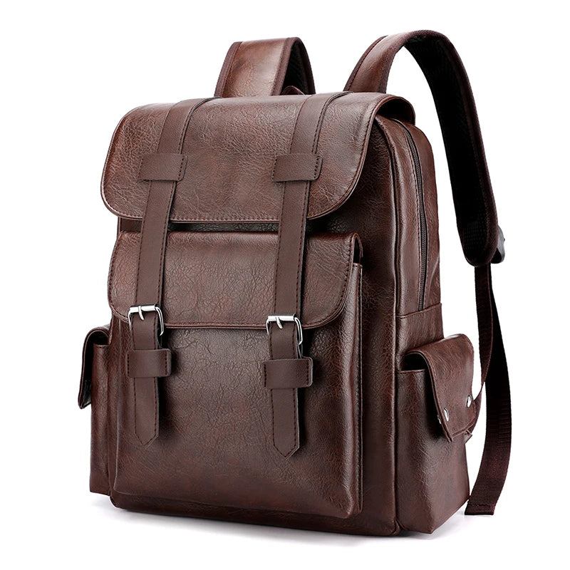 Herren Rucksack aus PU-Leder | Großer Laptop- & Freizeitrucksack im Vintage-Stil