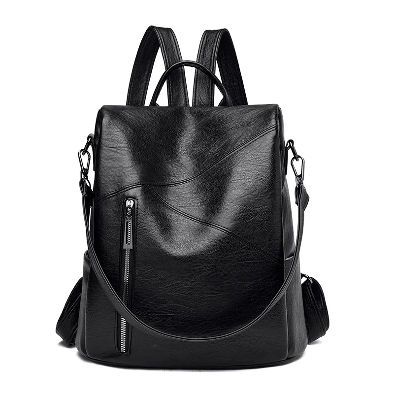 Eleganter Damen Rucksack aus weichem PU Leder | Anti-Diebstahl-Design & Schultertasche in einem | Stylischer Alltags- & Reisebegleiter