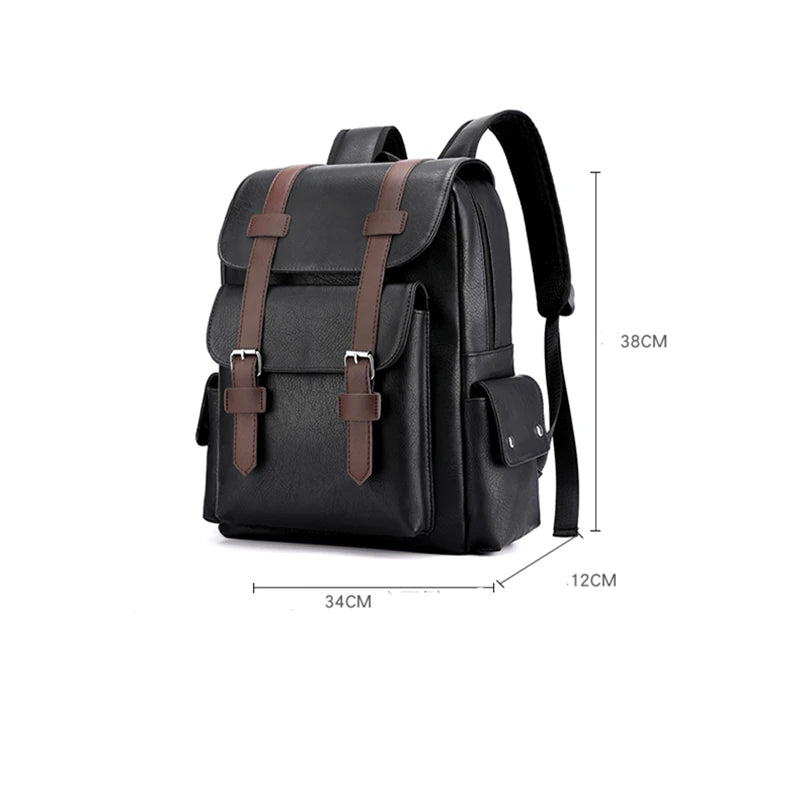 Herren Rucksack aus PU-Leder | Großer Laptop- & Freizeitrucksack im Vintage-Stil