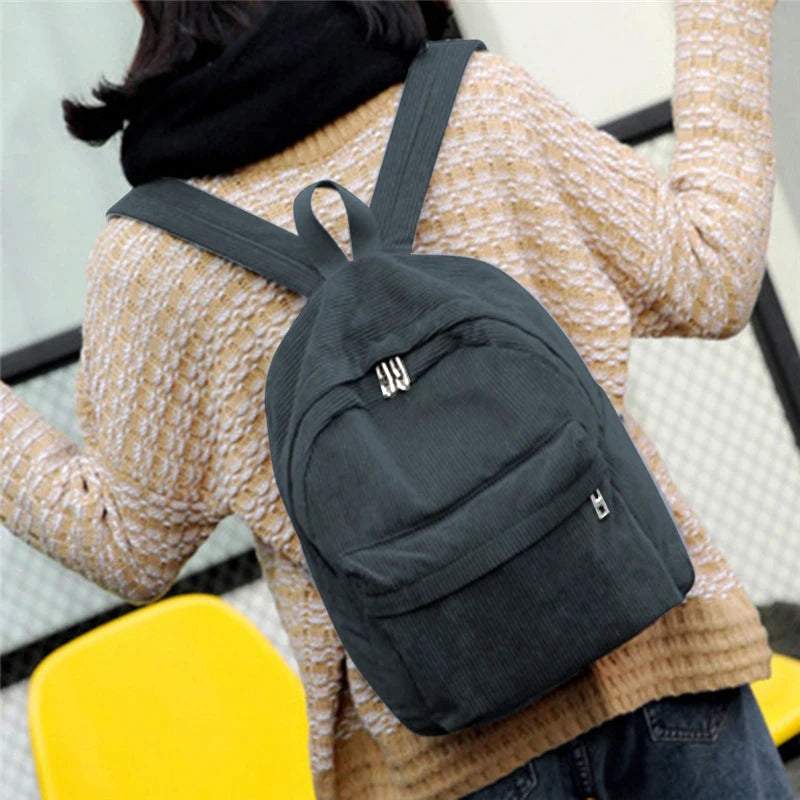 Damen Cord Rucksack – Weicher Stoffrucksack in modernem Design, ideal für Schule, Reisen & Alltag
