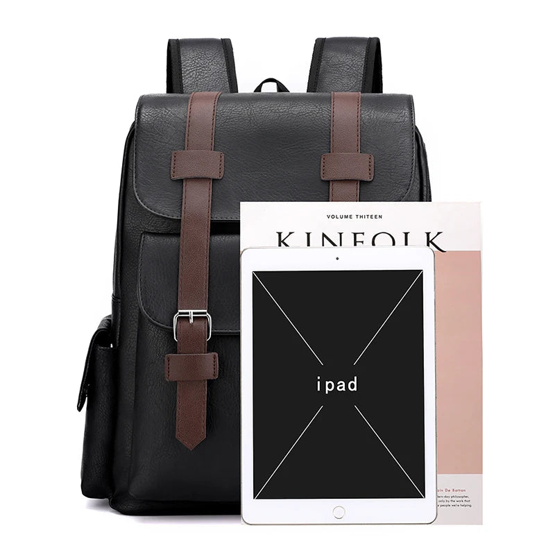 Herren Rucksack aus PU-Leder | Großer Laptop- & Freizeitrucksack im Vintage-Stil