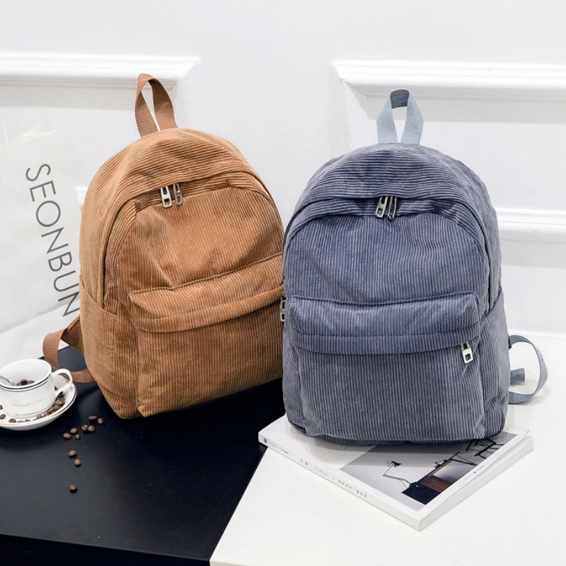Damen Cord Rucksack – Weicher Stoffrucksack in modernem Design, ideal für Schule, Reisen & Alltag