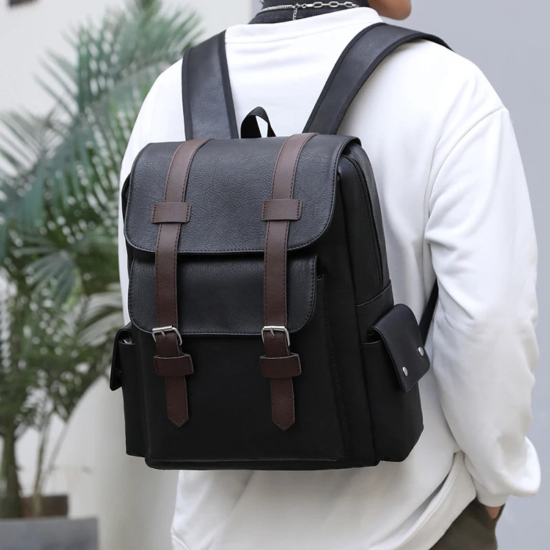 Herren Rucksack aus PU-Leder | Großer Laptop- & Freizeitrucksack im Vintage-Stil