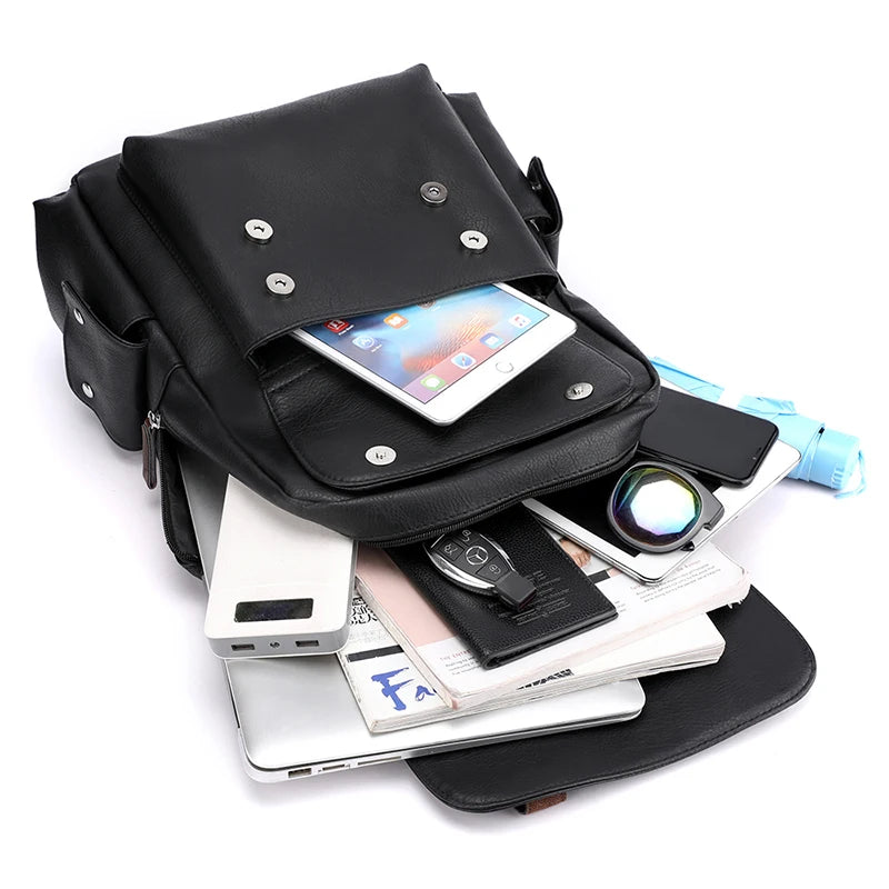 Herren Rucksack aus PU-Leder | Großer Laptop- & Freizeitrucksack im Vintage-Stil