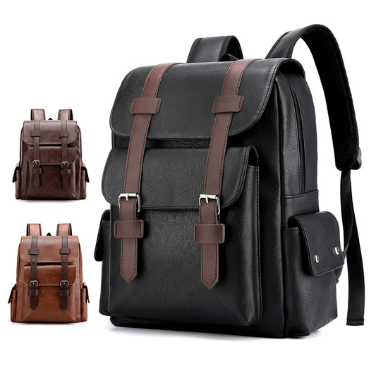 Herren Rucksack aus PU-Leder | Großer Laptop- & Freizeitrucksack im Vintage-Stil