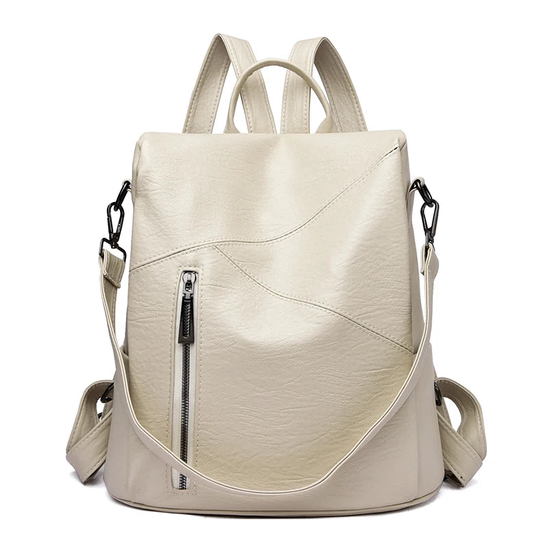 Eleganter Damen Rucksack aus weichem PU Leder | Anti-Diebstahl-Design & Schultertasche in einem | Stylischer Alltags- & Reisebegleiter
