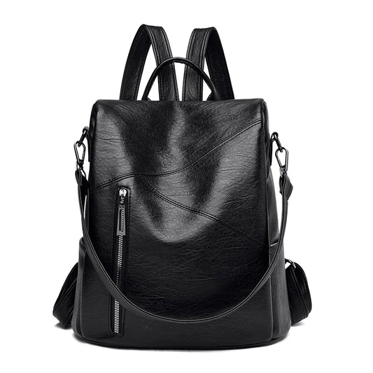 Eleganter Damen Rucksack aus weichem PU Leder | Anti-Diebstahl-Design & Schultertasche in einem | Stylischer Alltags- & Reisebegleiter