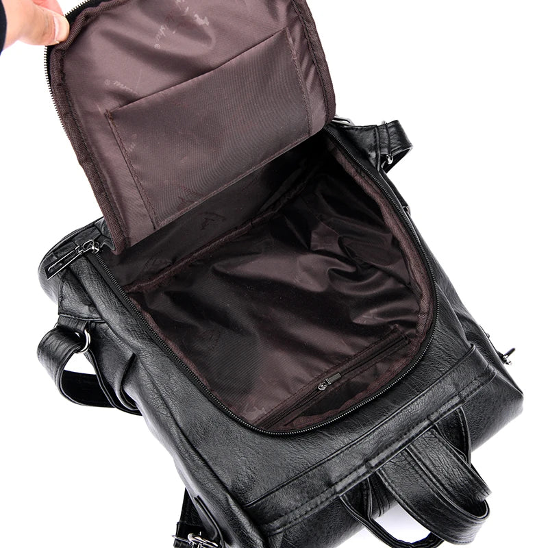 Eleganter Damen Rucksack aus weichem PU Leder | Anti-Diebstahl-Design & Schultertasche in einem | Stylischer Alltags- & Reisebegleiter