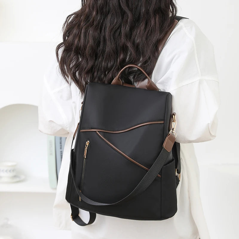 Damen Rucksack mit Anti-Diebstahl-Funktion | Leichter Nylon-Rucksack mit großem Stauraum