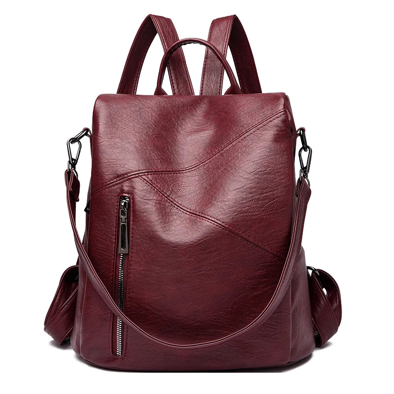 Eleganter Damen Rucksack aus weichem PU Leder | Anti-Diebstahl-Design & Schultertasche in einem | Stylischer Alltags- & Reisebegleiter