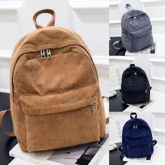 Damen Cord Rucksack – Weicher Stoffrucksack in modernem Design, ideal für Schule, Reisen & Alltag