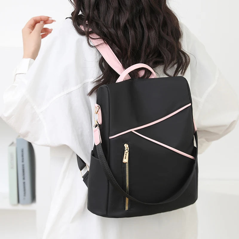 Damen Rucksack mit Anti-Diebstahl-Funktion | Leichter Nylon-Rucksack mit großem Stauraum